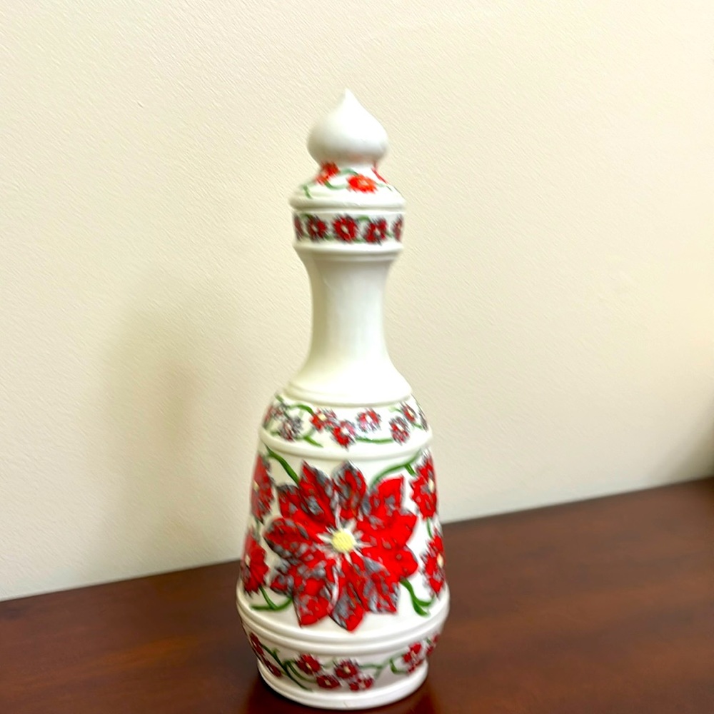 Holiday Decanter Lid Floral Turkish Christmas Tall